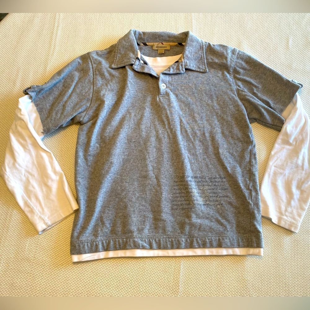 Burberry boys 12 youth long sleeve polo classic check trim authentic